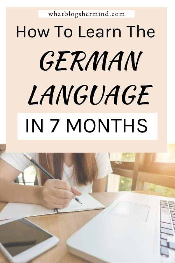 woman studied German at desk